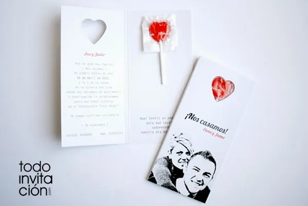Invitación de boda con piruleta "Corazón Dulce" - invitaciones y ...