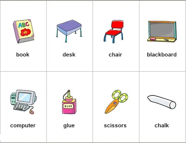 Imagenes de utiles escolares en inglés y español - Imagui