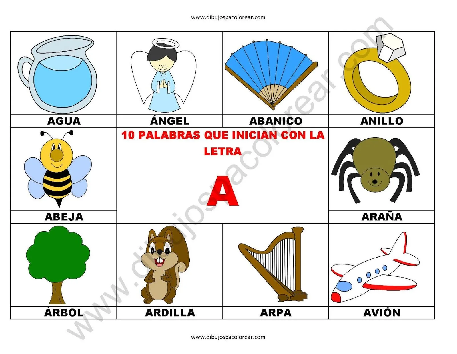10 palabras u objetos que inician con la letra A 10 palabras u objetos que inician con la letra A