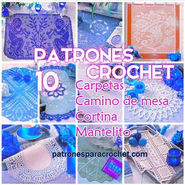 10 Patrones de carpetas, caminos de mesa y cortinas para tejer con ganchillo 10 Patrones de carpetas, caminos de mesa y cortinas para tejer con ganchillo