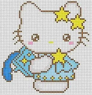 ... punto de cruz de Hello Kitty que tiene en la mano una lata de color ... punto de cruz de Hello Kitty que tiene en la mano una lata de color