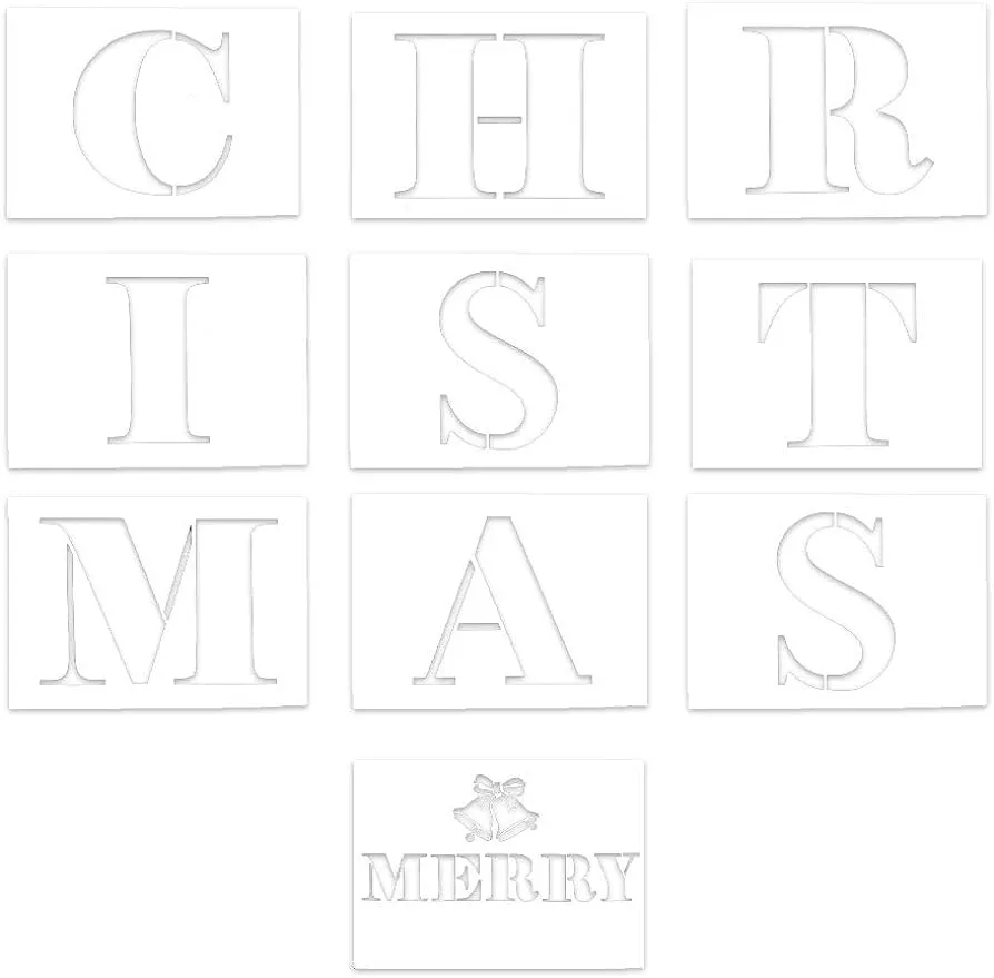 10 piezas de moldes de letras de Feliz Navidad para pintar proyectos de manualidades hechos por 10 piezas de moldes de letras de Feliz Navidad para pintar proyectos de manualidades hechos por