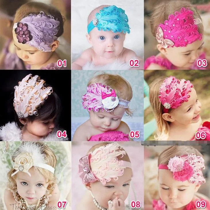 10 piezas venda del bebé niña pluma Accesorios del bebé venda ...