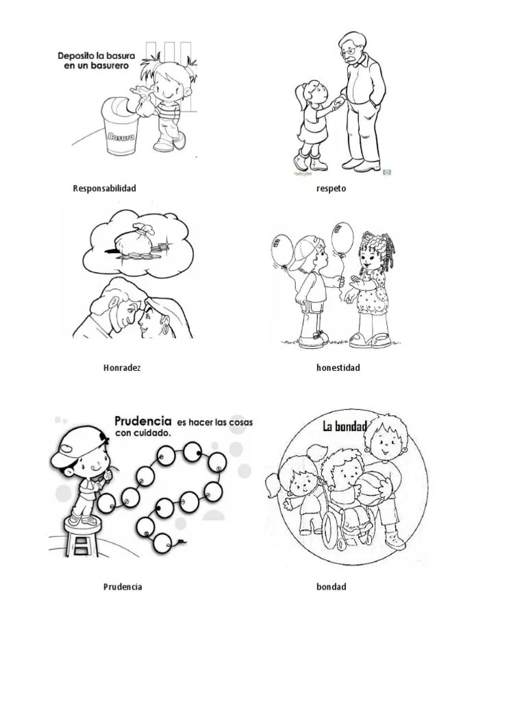 10 Valores Con Imagenes para Colorear | PDF 10 Valores Con Imagenes para Colorear | PDF