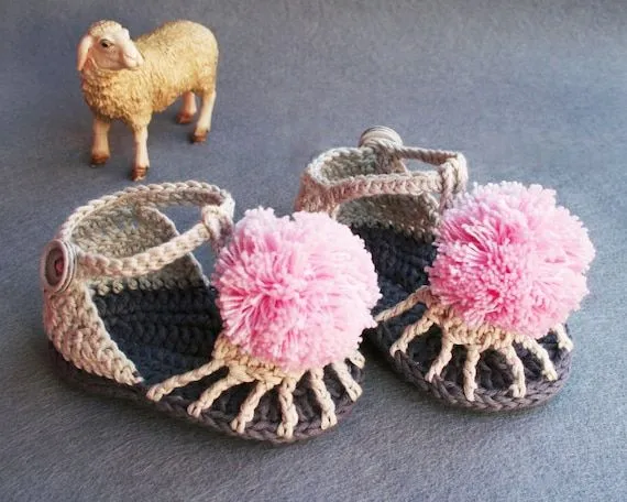 100% Algodon Patucos/ Sandalias/Zapatitos de por atelierbagatela 100% Algodon Patucos/ Sandalias/Zapatitos de por atelierbagatela