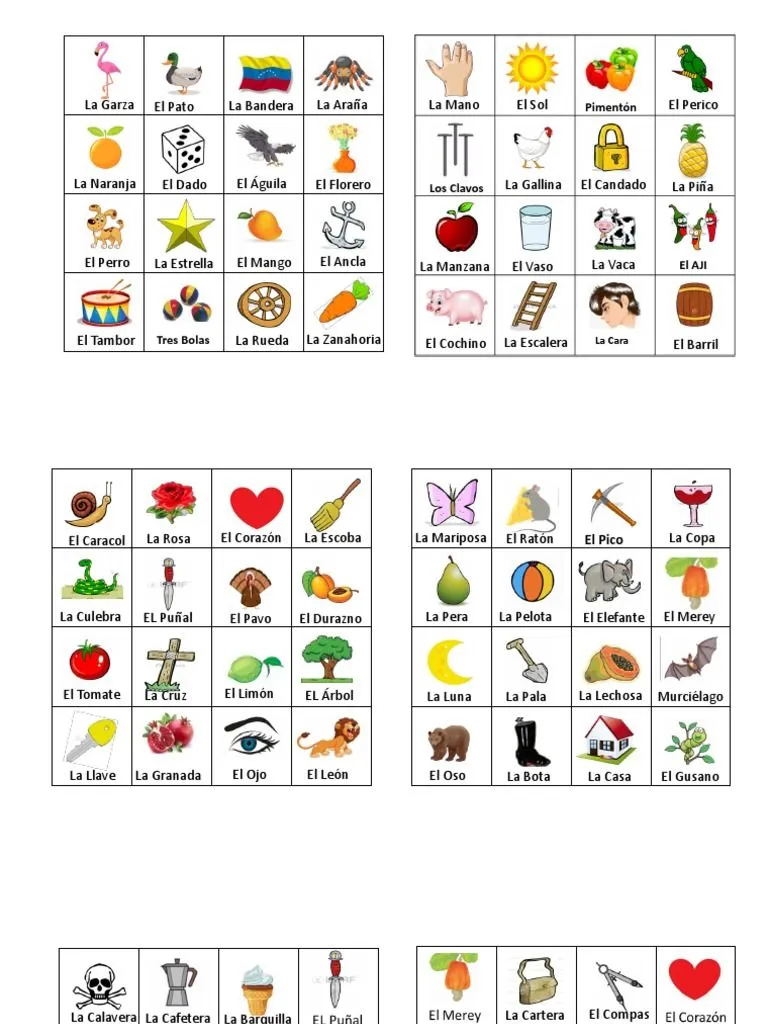 100 Cartones Con Nombres D La Loteria | PDF | Organismos | Naturaleza