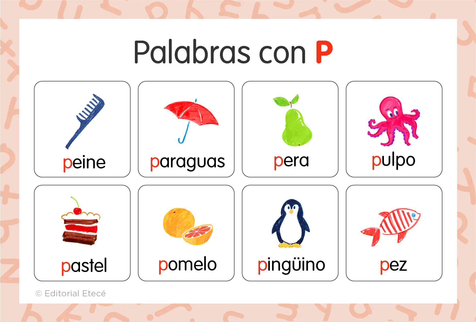 100 Palabras con P (con imágenes) - Lenguaje.com 100 Palabras con P (con imágenes) - Lenguaje.com