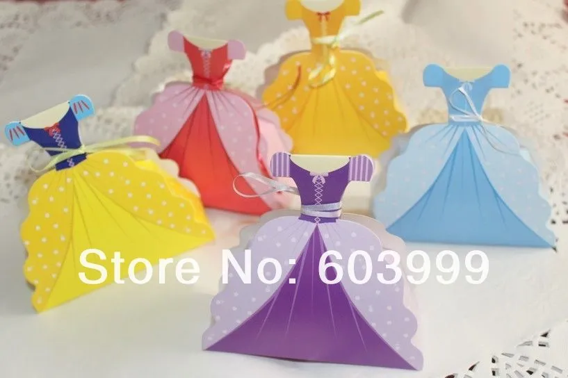 100 Princess Rapunzel Dress Shaped Favor Boxes Gown Dress Wedding ...