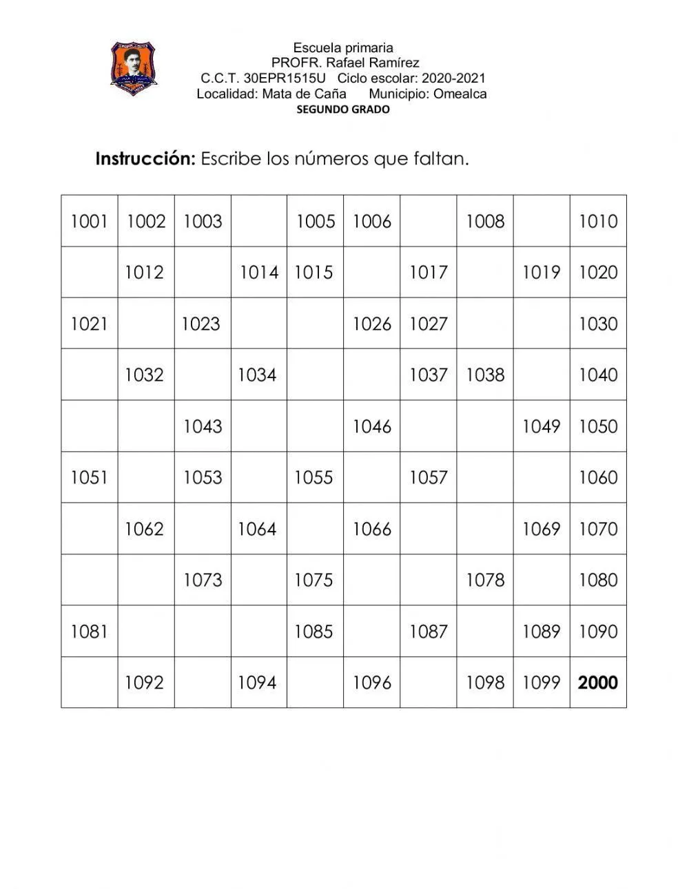 Del 1000 al 2000 worksheet | Live Worksheets Del 1000 al 2000 worksheet | Live Worksheets