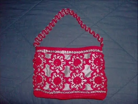 1.045 PARTE 1/3 COMO HACER BOLSA FLORES ARILLOS GANCHILLO CROCHET ...