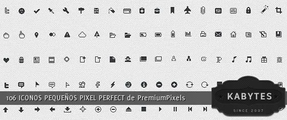 106 íconos pequeños pixel perfect - Kabytes