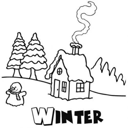 Dibujo de la estación de invierno para pintar - Dibujos para ... Dibujo de la estación de invierno para pintar - Dibujos para ...