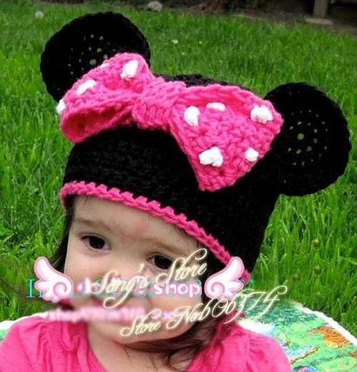 12 Bonitos gorros tejidos de Minnie mouse | Gorros tejidos