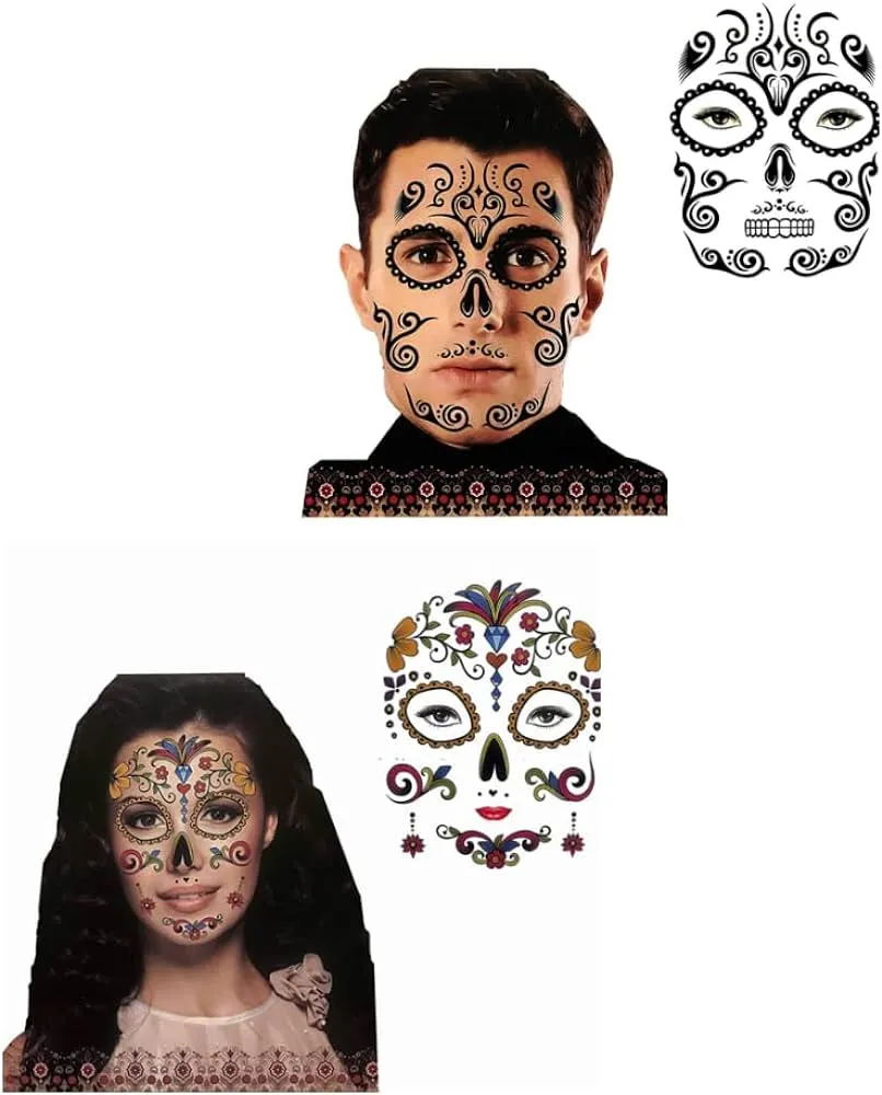 12 PACK TATUAJES TEMPORALES HALLOWEEN PARA MUJER HOMBRE – TATUAJES CATRINA CATRIN DIA DE MUERTOS – MAQUILLAJE PARA 12 PACK TATUAJES TEMPORALES HALLOWEEN PARA MUJER HOMBRE – TATUAJES CATRINA CATRIN DIA DE MUERTOS – MAQUILLAJE PARA