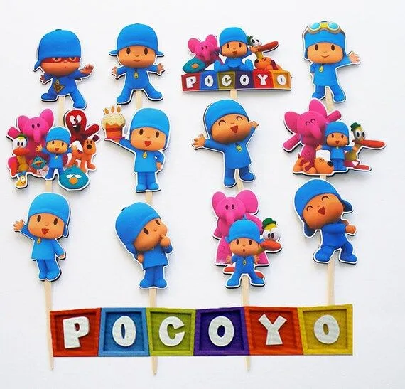 12 Pocoyo Birthday Party Cupcake Cake Toppers by KidsLoveEm 12 Pocoyo Birthday Party Cupcake Cake Toppers by KidsLoveEm