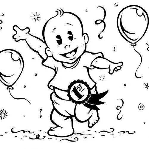 Dibujo del cumpleaños del bebé para colorear - Dibujos para ...
