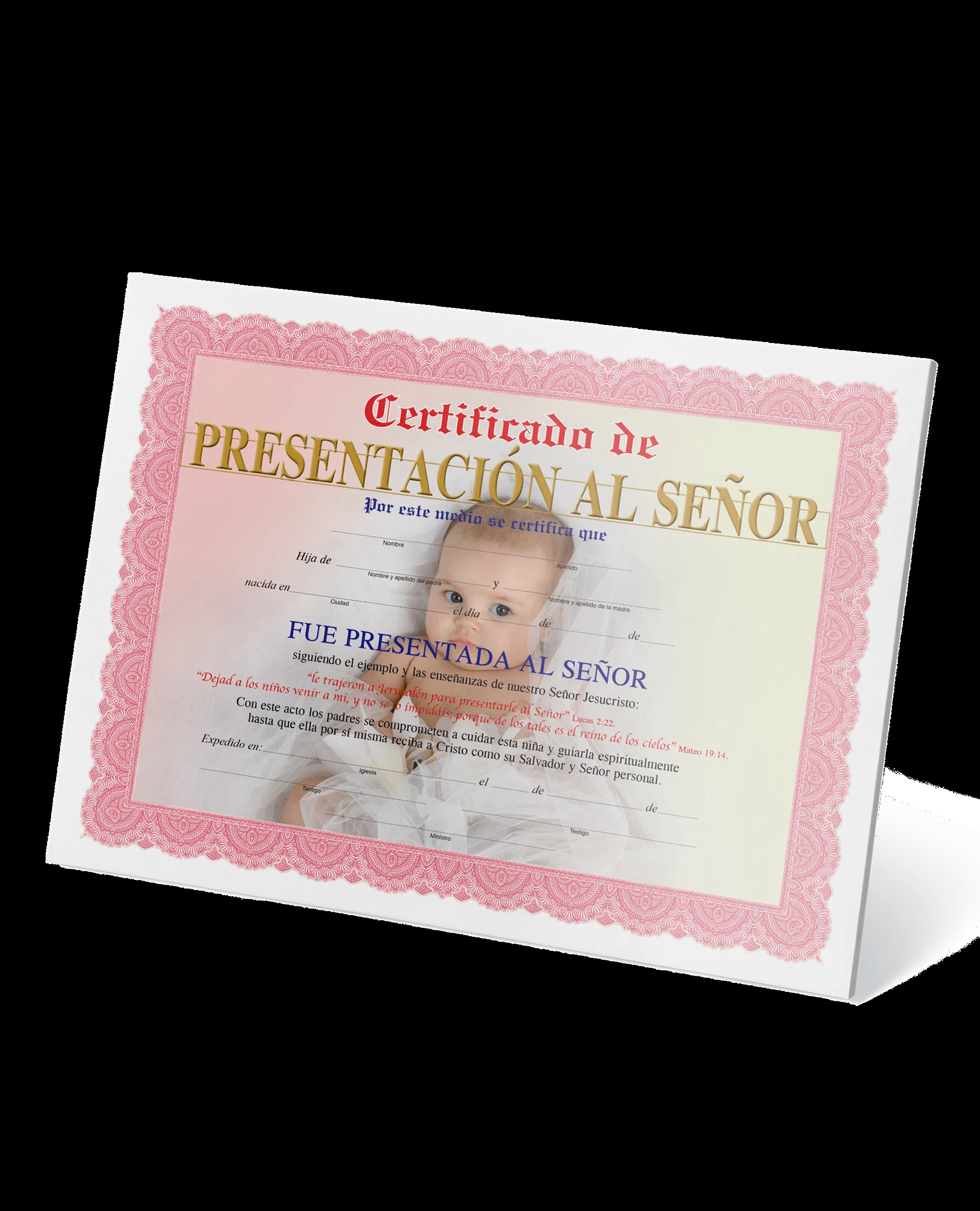 12135 Certificado de Presentación al Señor para Niña – Senda de Vida