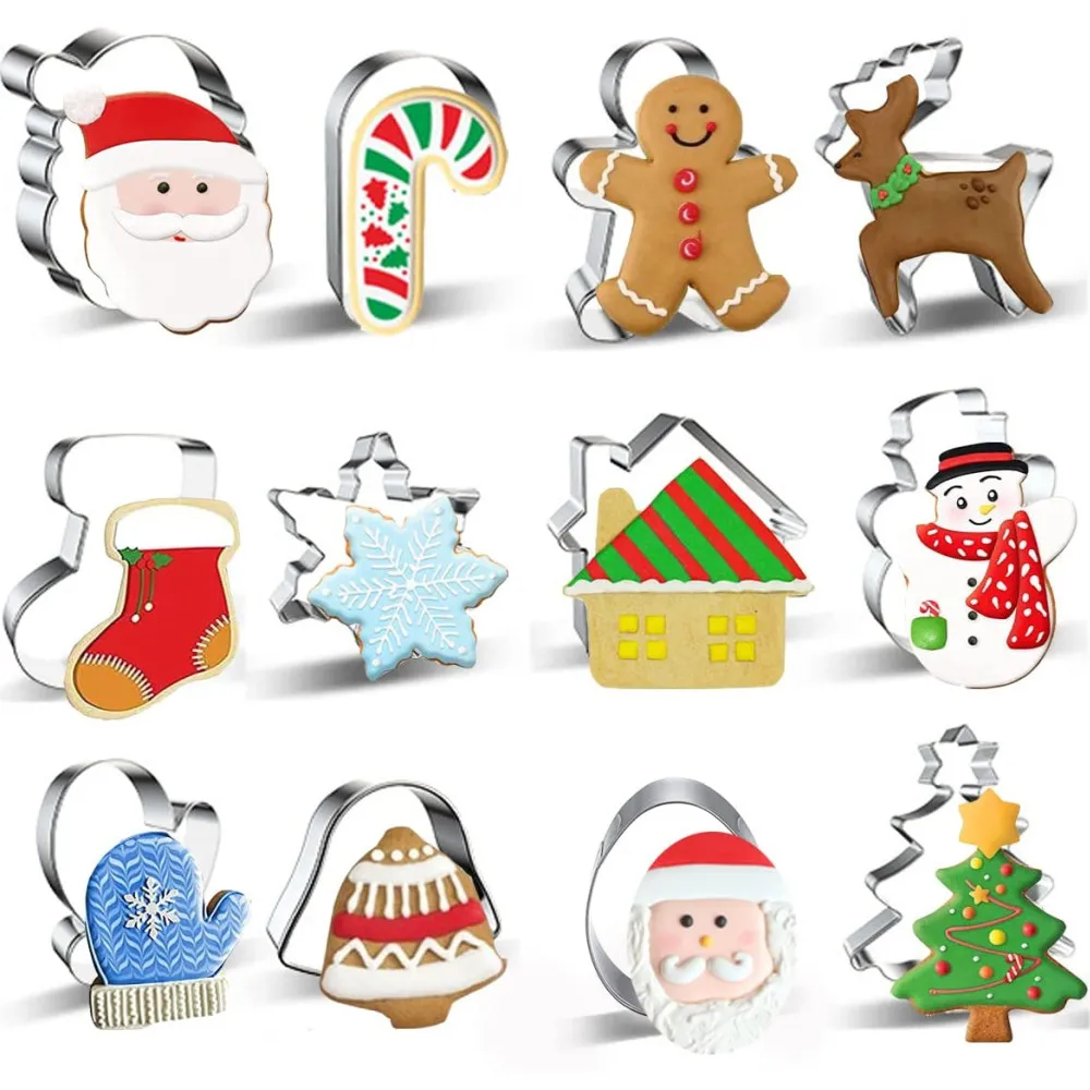 12pcs, Cortadores De Galletas De Navidad, Mini Lindo Cortador De Galletas Incluye Hombres De Jengibre, Copo 12pcs, Cortadores De Galletas De Navidad, Mini Lindo Cortador De Galletas Incluye Hombres De Jengibre, Copo