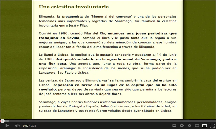 138. Al conocer la historia de amor de José Saramago, experimenté ... 138. Al conocer la historia de amor de José Saramago, experimenté ...