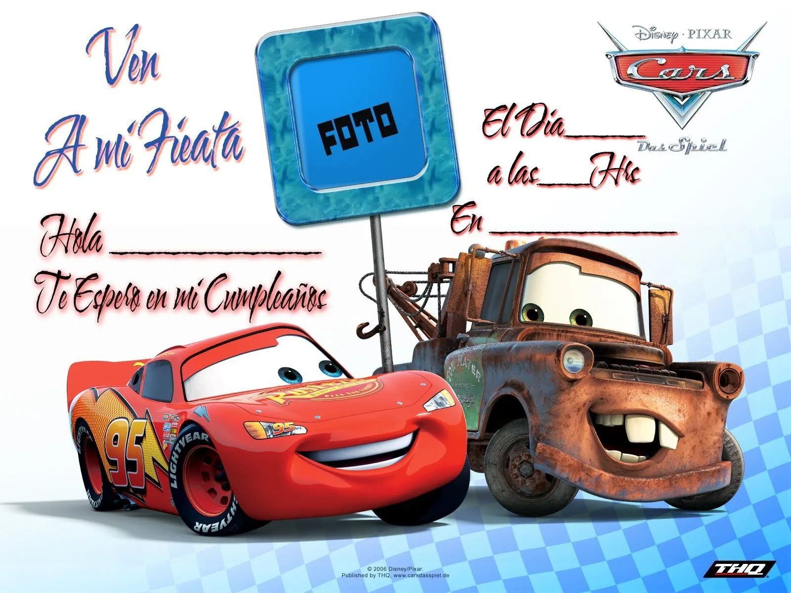 15 Invitaciones de Cars para imprimir