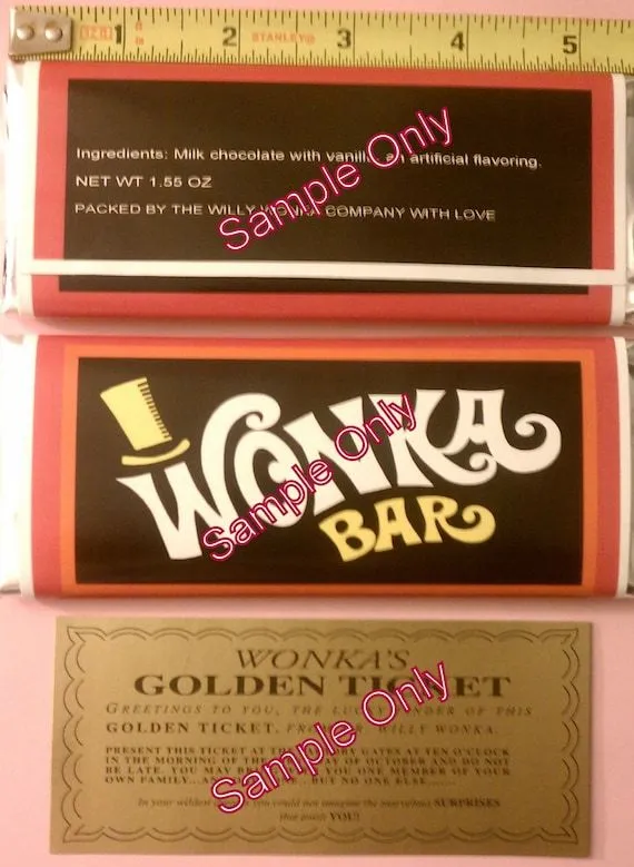 155 onzas Willy Wonka chocolate envoltorio &amp; golden por Wonkamania