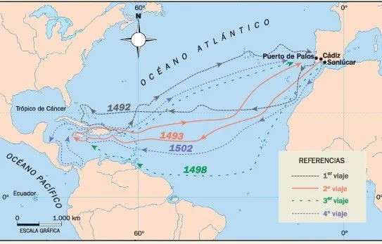 Mapas de los 4 viajes de colon - Imagui
