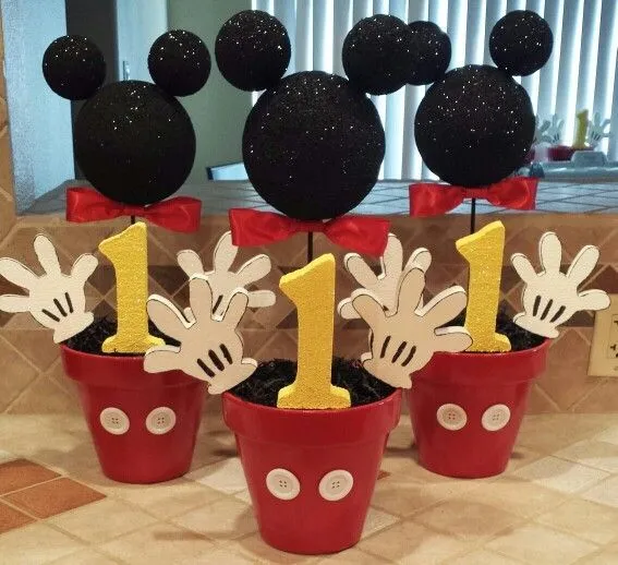 centros-de-mesa-mickey-mouse-con-macetas | Harry's Party ...