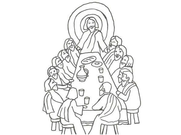 Dibujo de Jesús en la Última Cena para pintar con los niños