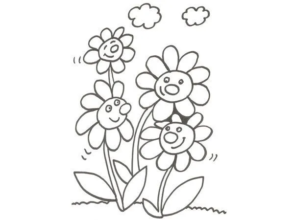 Dibujo de margaritas en primavera para pintar con niños Dibujo de margaritas en primavera para pintar con niños