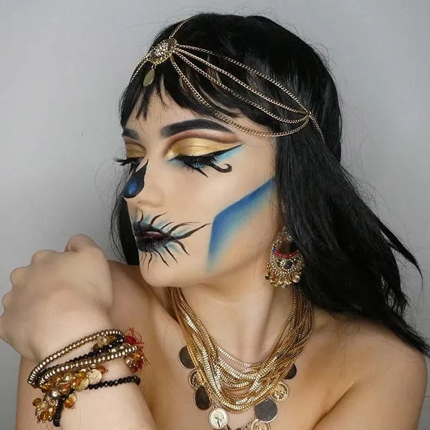 19 Cleopatra Makeup Ideas for Halloween - StayGlam | Maquillaje de cara de  halloween, Ideas de maquillaje de halloween, Increíble maquillaje de  halloween