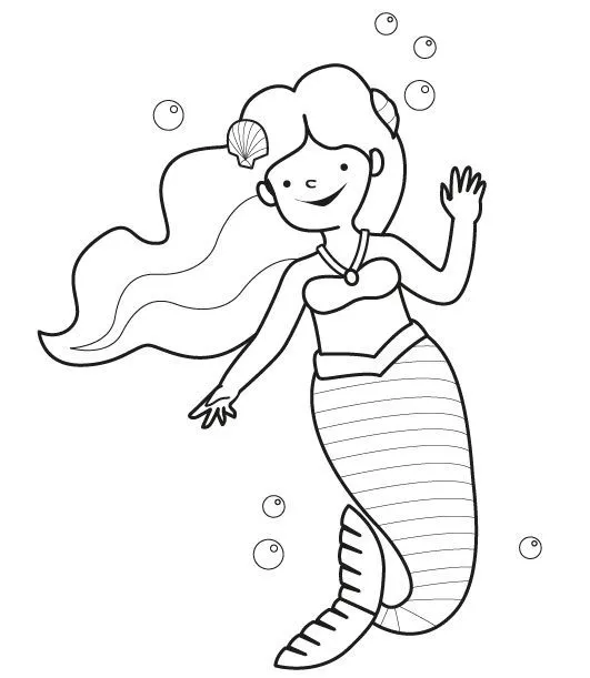 Imprimir: Pequeña sirena: dibujo para imprimir y colorear