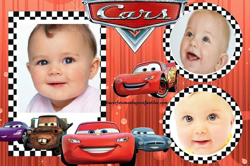 Fotomontaje de Cars para tres fotos | Fotomontajes infantiles Fotomontaje de Cars para tres fotos | Fotomontajes infantiles