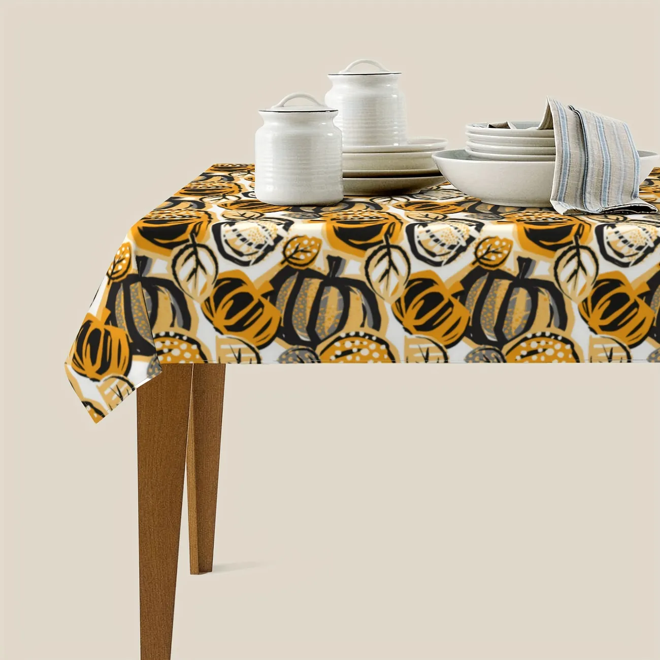 1pc, Mantel Redondo De Poliéster, Mantel De Acción De Gracias, Mantel De Calabaza Con Patrón, Mantel 1pc, Mantel Redondo De Poliéster, Mantel De Acción De Gracias, Mantel De Calabaza Con Patrón, Mantel