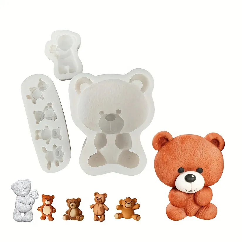 1pc, Molde De Chocolate De Oso De Dibujos Animados, Molde De Silicona 3d, Molde De Caramelo 1pc, Molde De Chocolate De Oso De Dibujos Animados, Molde De Silicona 3d, Molde De Caramelo