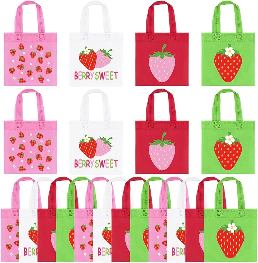 20 bolsas de regalo de fiesta de fresa, decoración de fiesta de fresa, no  tejida, bolsa de regalo de fresa, bolsas de regalo para dulces de fresa,  fruta, baby shower, bayas, primer