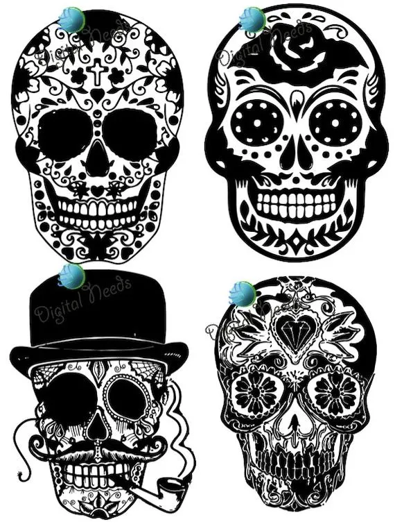 20 Siluetas de Calaveras / Dia de los Muertos / por DigitalNeeds