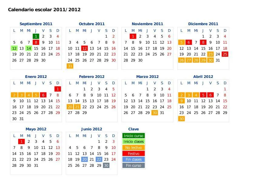 ... 2011-2012 ya podemos ver cuál será el Calendario Escolar 2012 ... 2011-2012 ya podemos ver cuál será el Calendario Escolar 2012