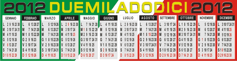 Calendario 2012 annuale | Calendario 2012