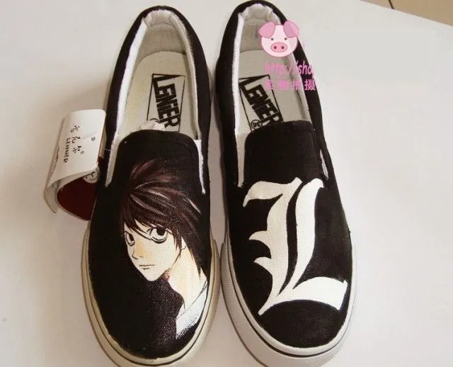 2013 New Anime Death Note High Top Sneaker hand painted flat shoes ...