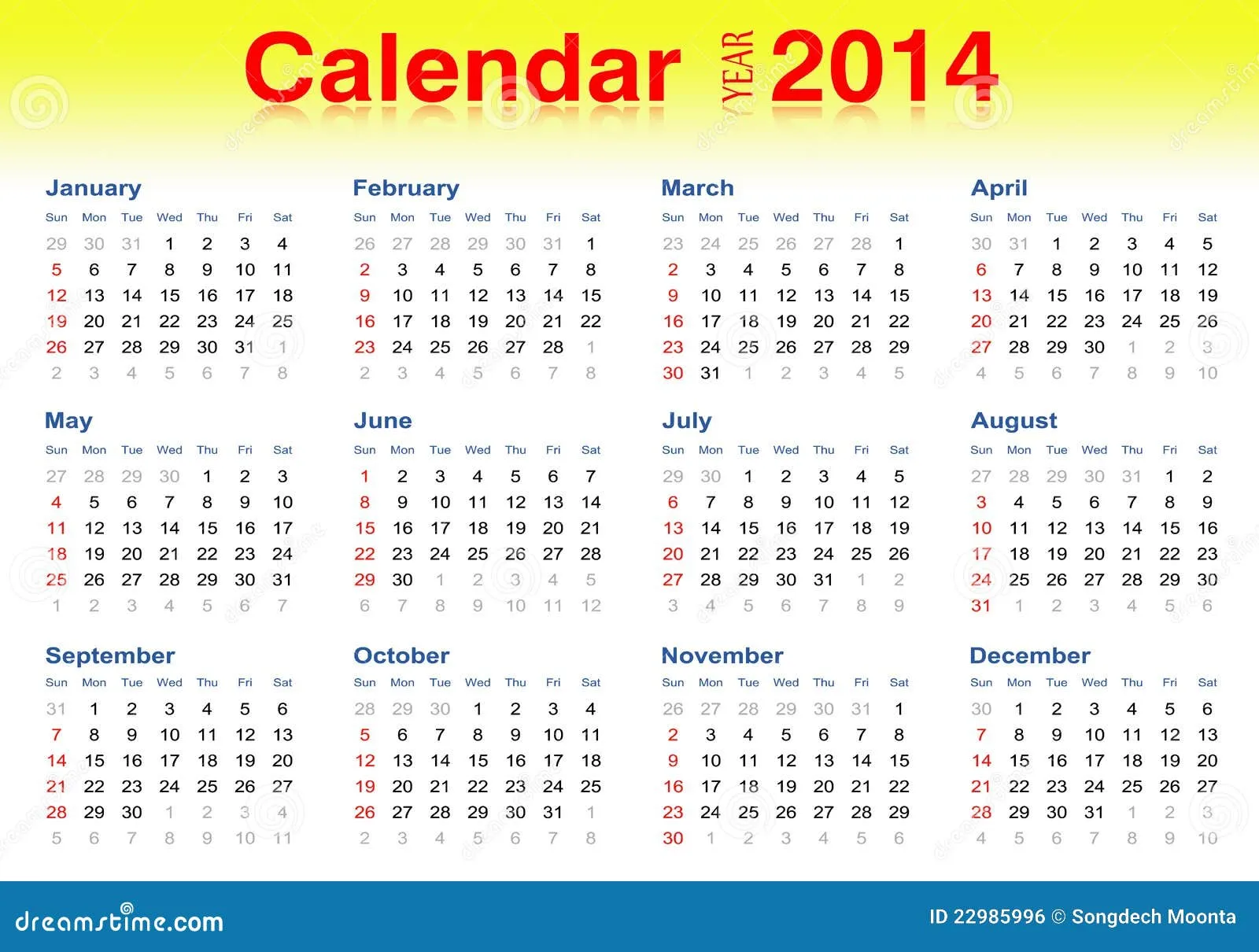 2014 Calendario, Ilustrador Del Vector Imagen de archivo libre de ...