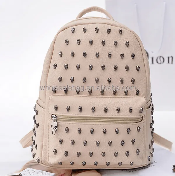 2015 del estilo punky tachonado cráneo de la Pu mochila escolar de ...
