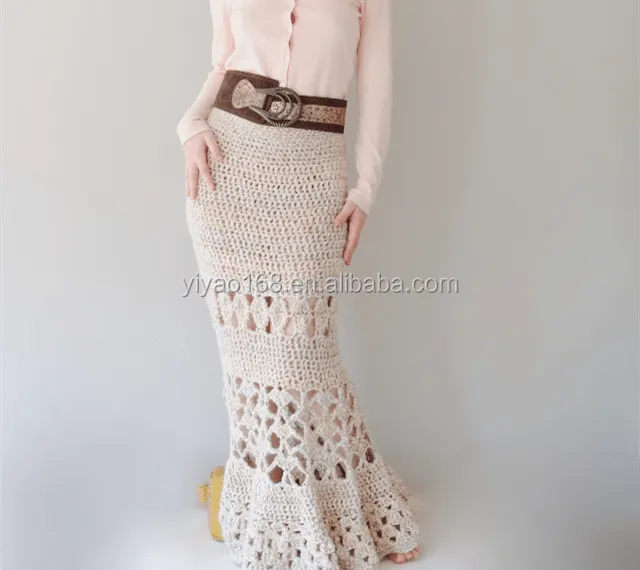 2015 mujeres largas de la falda de ganchillo falda maxi en natural ...