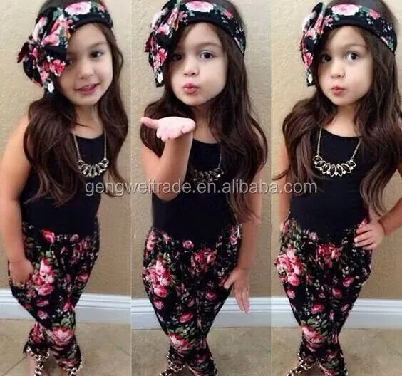 2015 venta Hot Summer Girls ropa para niña ropa Casual establecen ...