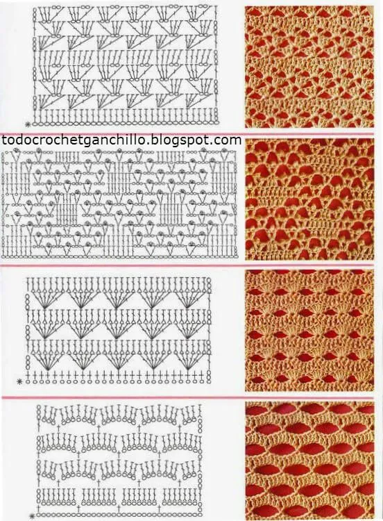 25 Puntos crochet con esquemas para descargar ~ Patrones para Crochet