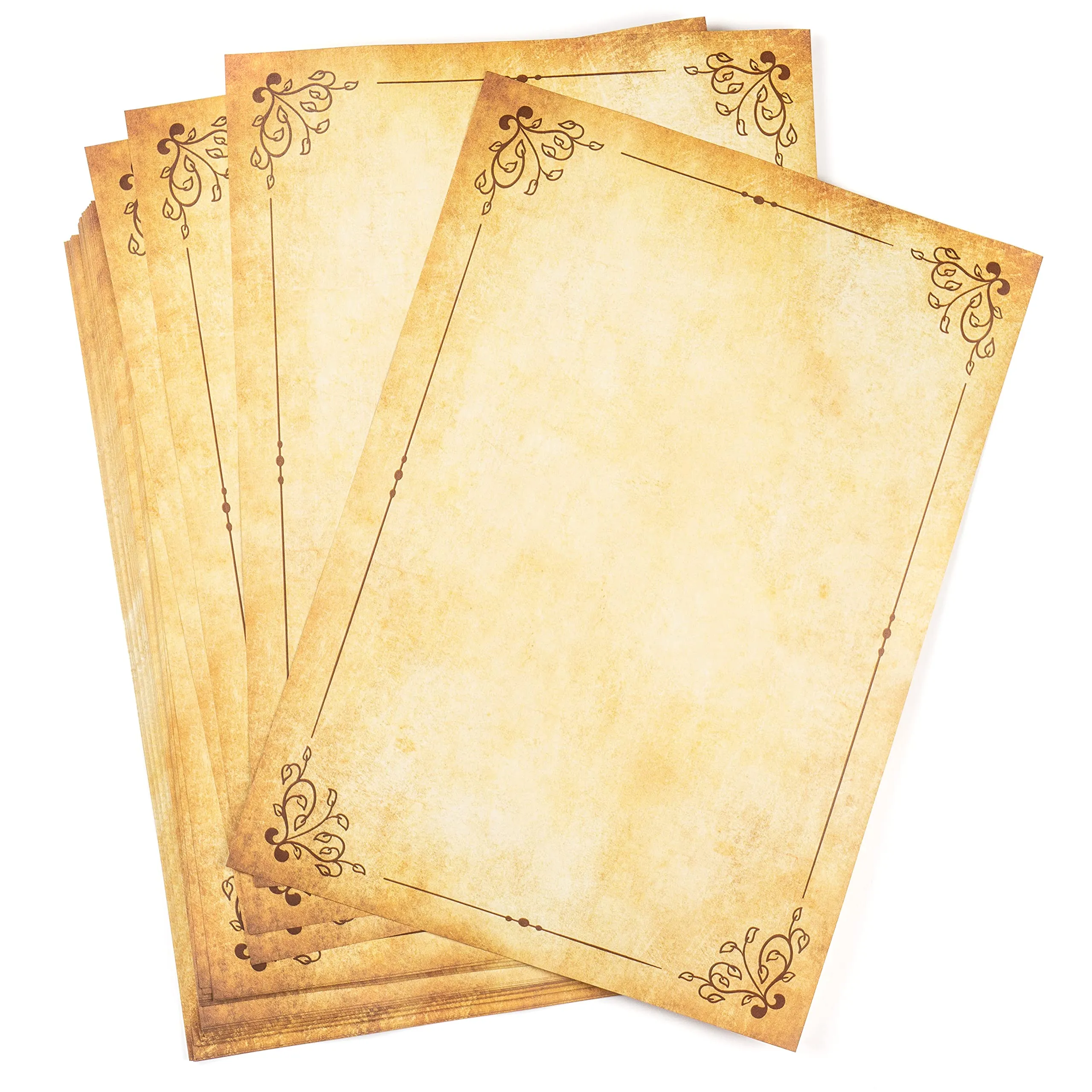 25 hojas DIN A4 Papel pergamino antiguo con Marco vintage, Doble Cara, alto  gramaje 120g/m², bonito Envejecido, Escribir, Imprimir, Manualidades,  Carta, recortes, scrapbook, invitaciones boda : Amazon.es: Hogar y cocina