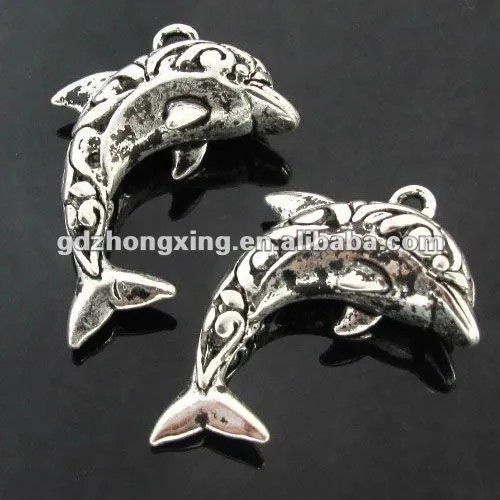 25 mm delfín de plata negro plateado filigrana colgantes para el ... 25 mm delfín de plata negro plateado filigrana colgantes para el ...