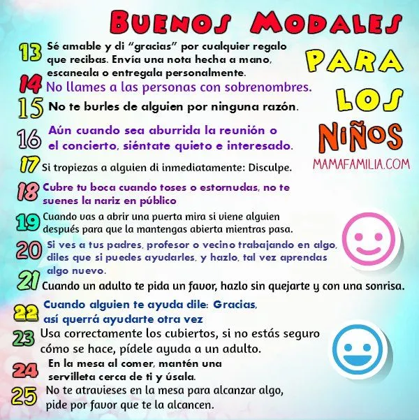 25 Buenos Modales que todo niño debe saber antes de los 9 años ...