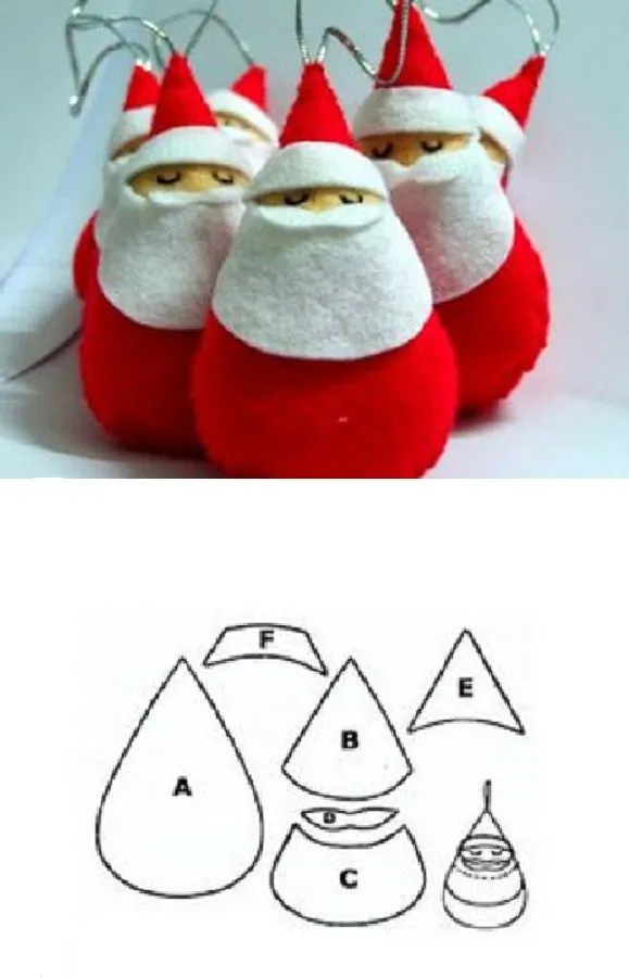 27 Moldes de Papá Noel en fieltro con plantillas | Bebeazul.top 27 Moldes de Papá Noel en fieltro con plantillas | Bebeazul.top