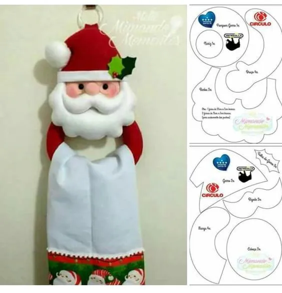 27 Moldes de Papá Noel en fieltro con plantillas | Bebeazul.top 27 Moldes de Papá Noel en fieltro con plantillas | Bebeazul.top