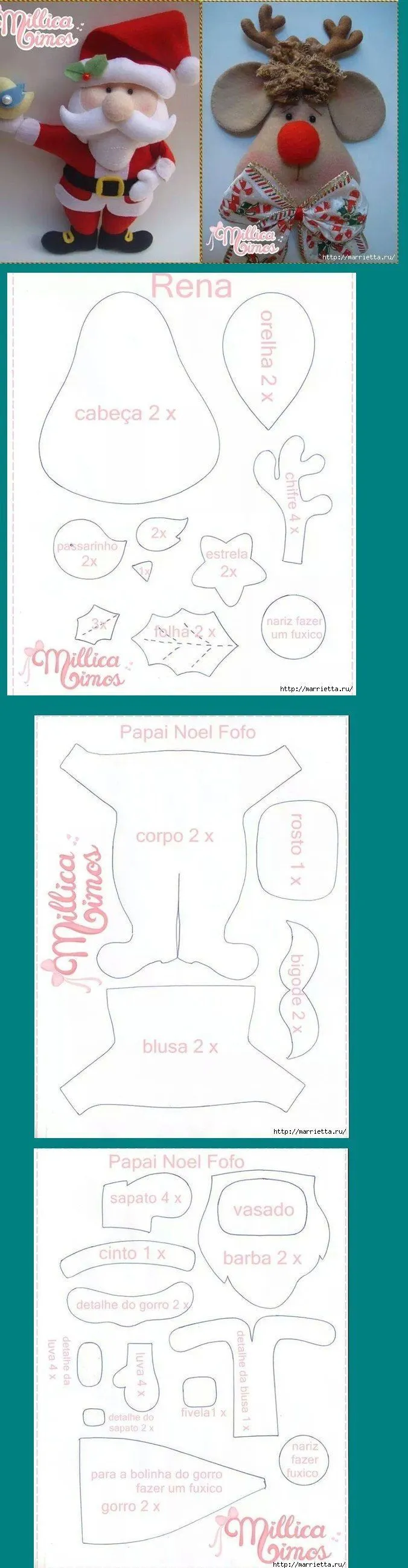 27 Moldes de Papá Noel en fieltro con plantillas | Bebeazul.top 27 Moldes de Papá Noel en fieltro con plantillas | Bebeazul.top